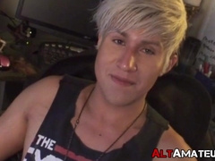 Boy toy cute blonde emo hardcore jerked off by interviewer
