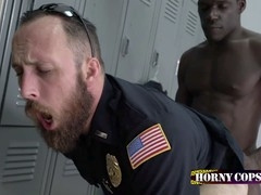 Horny policeman takes raw pounding from big black dick on duty