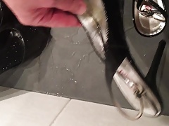 Pissing on High Heels and Dildos