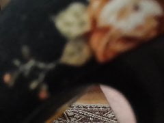 Peep toe high heels cummed