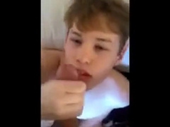 Teen boy sucks his moaning friends big cock
