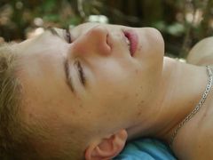 Hot Blonde Twink Paul Wolf Lays on a Massage Table Nude Out in the Wilderness and He Is Nude Because He Is Waiting for Some Dick