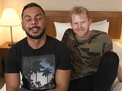 Enzo climbs on top and sits down on Cooper's thick cock