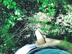 I drain sperm in the forest near houses