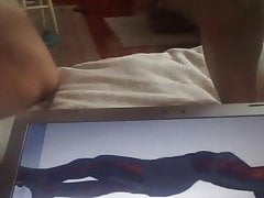 cumshot on Ari hot body