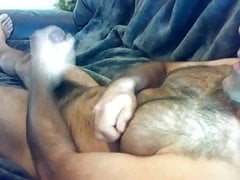 Sexy hairy man strokes