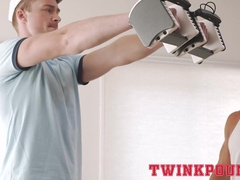 Twink first gay experience with two muscle DILF in threesome