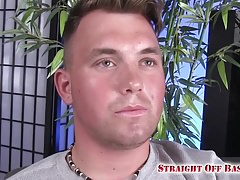 Marine Easton covers his fist in cum.