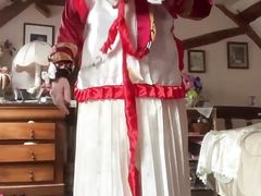 In vintage boniche outfit and have shackles for a day of work