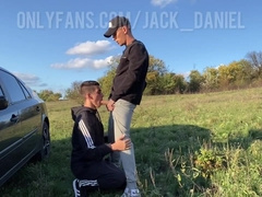 Luxurious bj to a hetero stud in nature