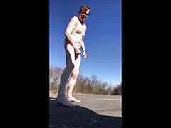 Public Bare Feet Naked JO in Parking Lot Feb 2020
