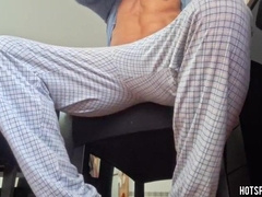 HOTSPORTFITBOY Good-sized Knob Striptease: Killer Pajama De-robe to Stool Fap Off Cum-shot