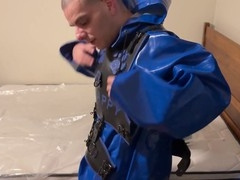 VacPacked in slvrbrboy’s coveralls with my blue pup gear and jade harnesses