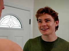 Tall lad meets the new neighbour and talks him into sex