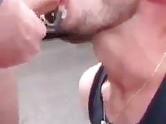 Outdoors blow face cum