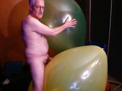 124) Two Giant Round Balloons Popped and Cum On by Daddy