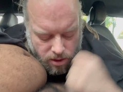 Blowjob in a public car