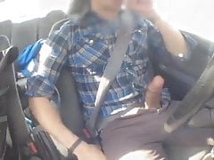 XL uncut cumming hand-free in car  & licks (2'11'')