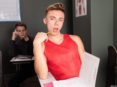 College boys share the classroom for something else than study