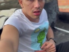 Wow spunking on the outdoor terrace is so warm.....My giant boner spewed out