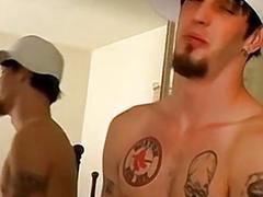 Inked jock wanking off before cumshot