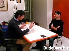 Cocky dreamboat gets his cock sucked by pretty hiring manager