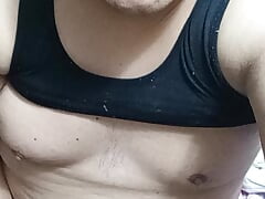 Chubby bator mexican playing nipples & Smalldick on the bed