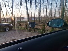 playing with a dick in the forest parking lot