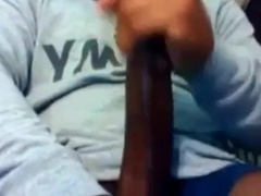 Str8 Man Draining his BIG BLACK COCK to Porno Dual Jism