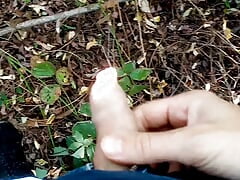 He pisses in the woods and has a quick wank