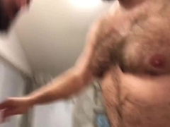 Bulky Muscle Dad Gargles Off a Furry Teddy