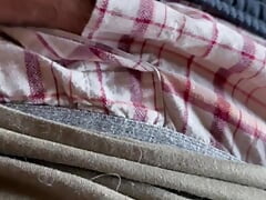 Grabbed a dirty pair of boxer's from sarge's hamper and put it on and shot a load on it!