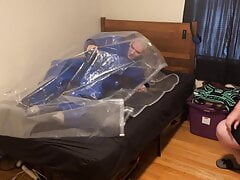 Feb 23 2023 - VacPacked in slvrbrboy1s blue PVC coveralls and my hiviz PVC raincoat