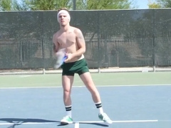 Thick dick top and sub bottom suck and fuck after a sweaty game of tennis.