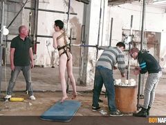 Bound twink Blake Harvey cock tormented by Blake Harvey