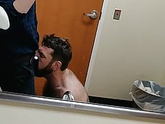 Lucky getting his cock swallowed in the hospital ER bathroom