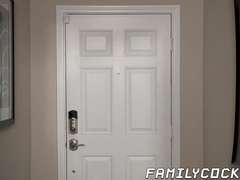 Stepson stud joins hunky dad fucking handsome gay mailman
