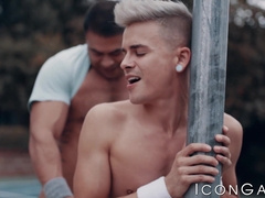 Skinny blonde twink Andy Taylor anal fucked hard from behind