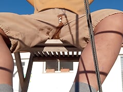 Chilled pee in bright sun