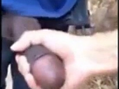 Playing with big black cock