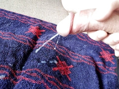 Close-up curved cock cum