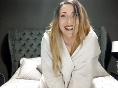 Crossdresser dressing gown flash
