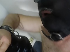 Crossdresser piss on sub