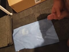 Huge cumshot, on the floor big thick cock.