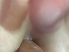 Rubbing my precum on the Cock in my ass