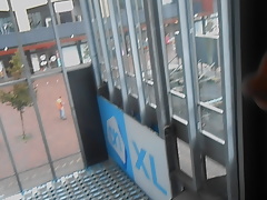 parkinggarage window at supermarket