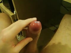 POV edged uncut cock precumming and cumming close up