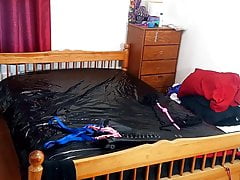 Sissy Maids Self Bondage Armbinder attached to Chastity Cage