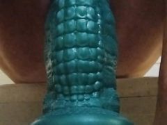 CD Squats and Stretches on Huge Dildo