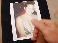Rope after rope of cum all over this babe's face and tits!